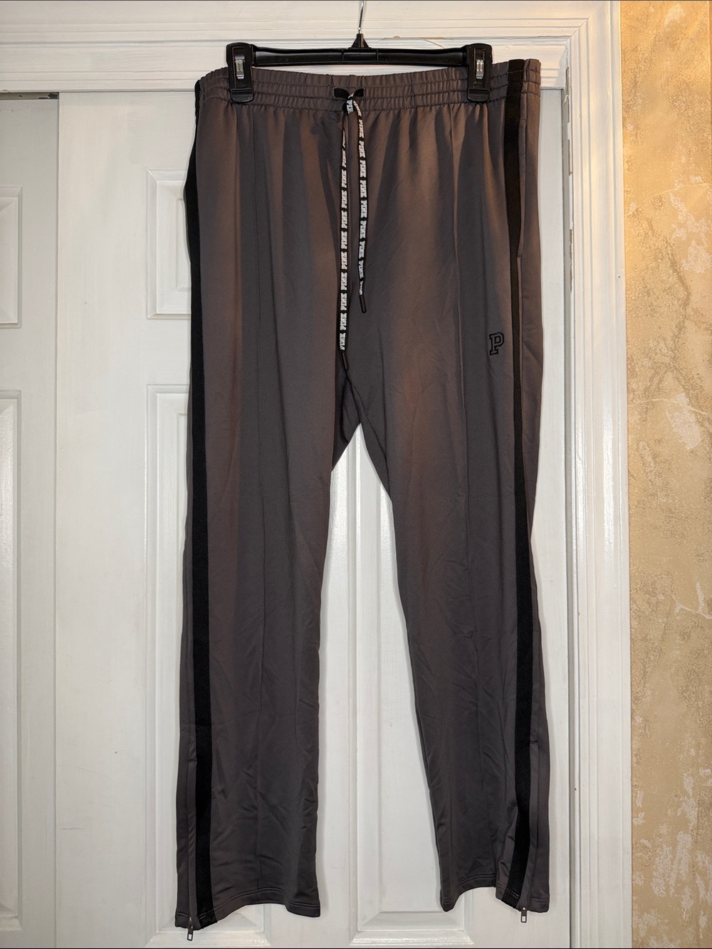 PINK Victoria's Secret Gray Joggers with Black Side Stripes